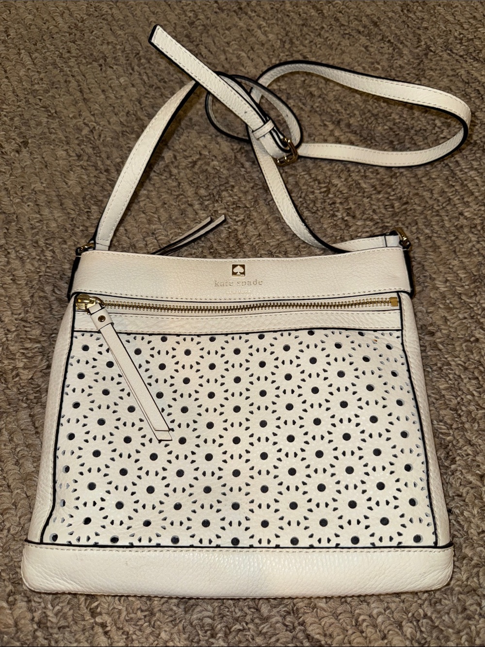 kate spade Cream Perforated Leather Crossbody Bag- Great Conditions